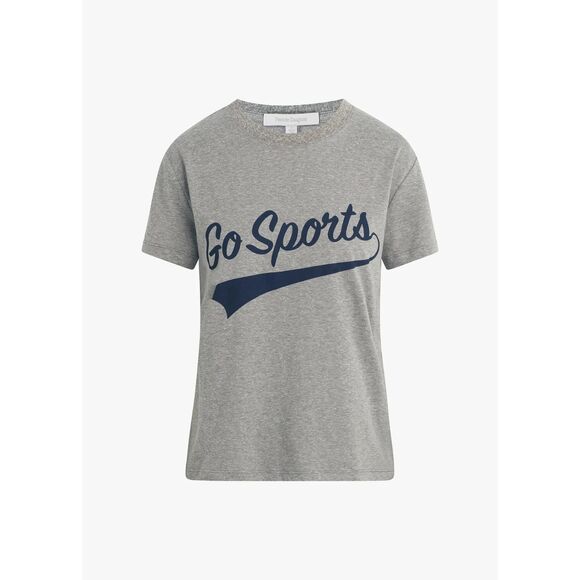 NEW $58 Favorite Daughter "Go Sports" Tee Shirt in Heather Grey/Navy Size Large - Picture 1 of 8